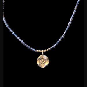 Satya Natural Stone Amethyst Lotus Pendant 16" Long Dainty Necklace